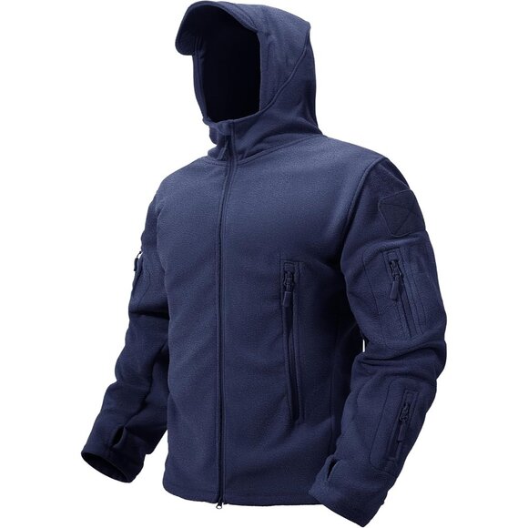 Men's Navy Fleece Jacket Black Hoodies Winter Coats Windproof Hoodies